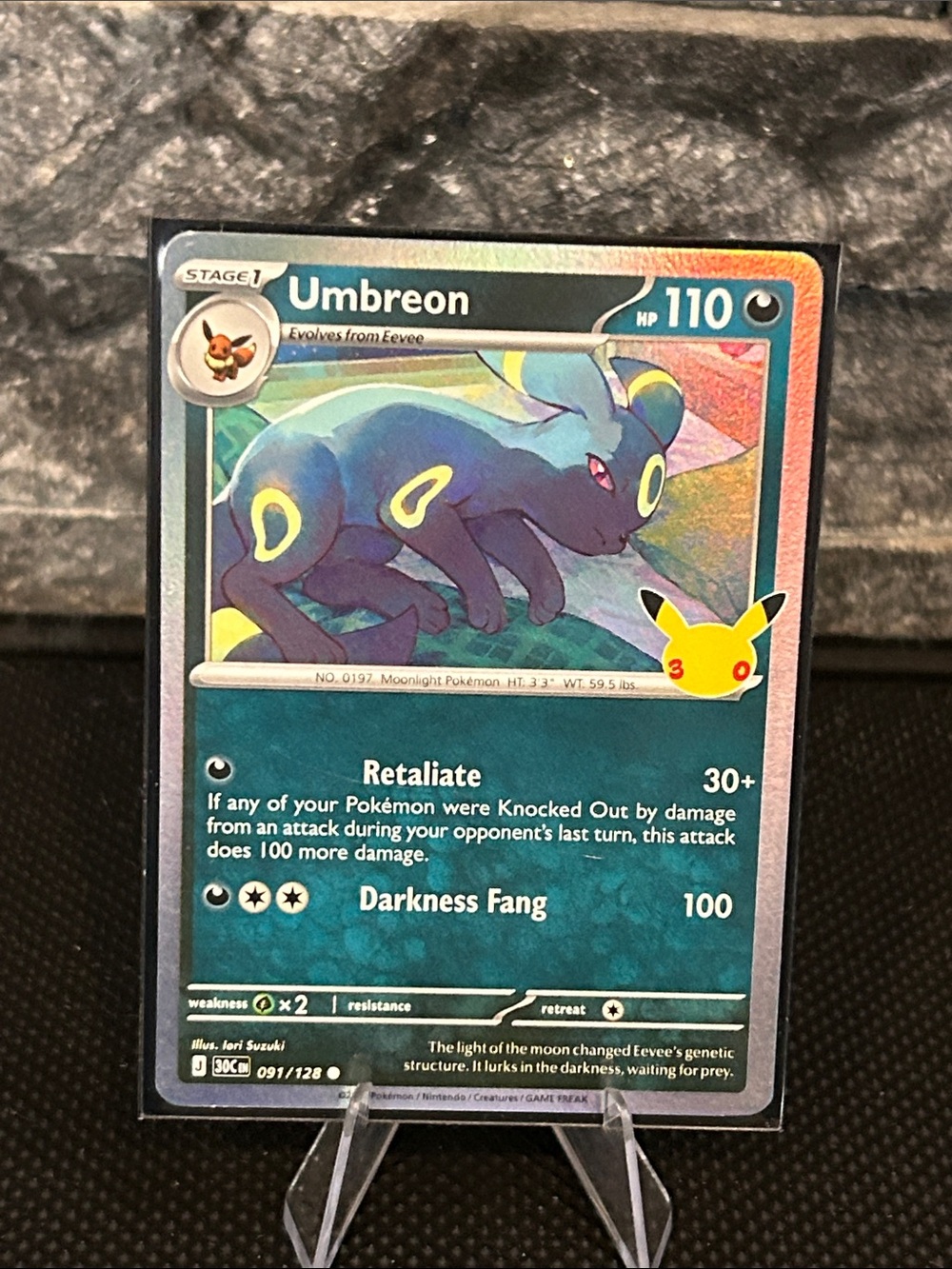 Pokemon Umbreon 091/128 Holo STAMPED 30th Anniversary Celebrations M/NM